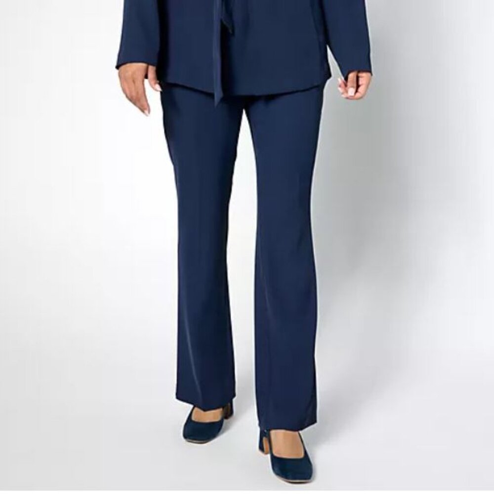 BEAUTIFUL by Lawrence Zarian Regular Wide Leg Pull-On Pant-Navy; Medium